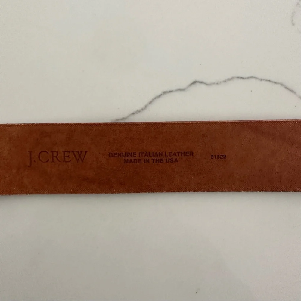 J. Crew Wide Leather Belt with Brass Buckle in Natural Tan Leather Size Small